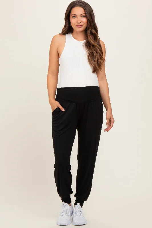 Black Soft Knit Maternity Joggers