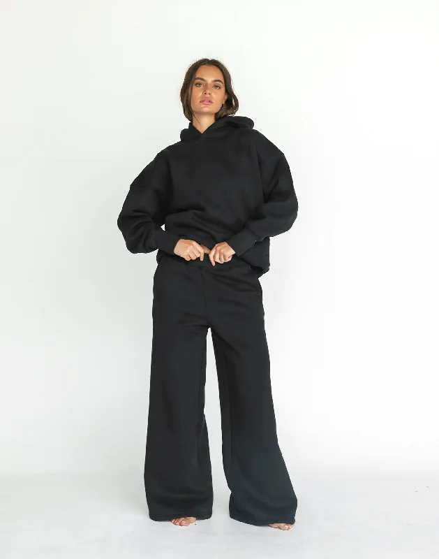 River Wide Leg Tracksuit Pants (Black)