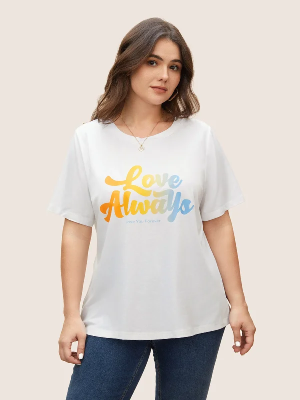 Ombre Letter Print Crew Neck T-shirt