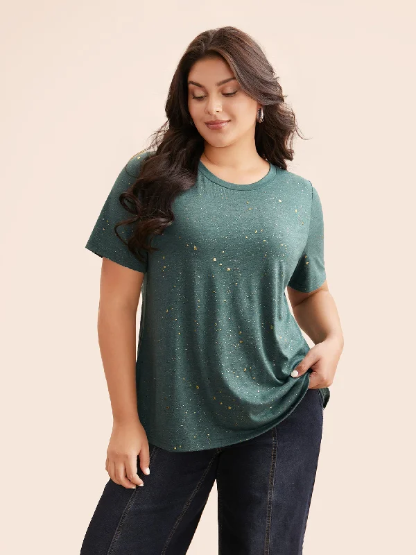 Plain Textured Round Neck T-shirt