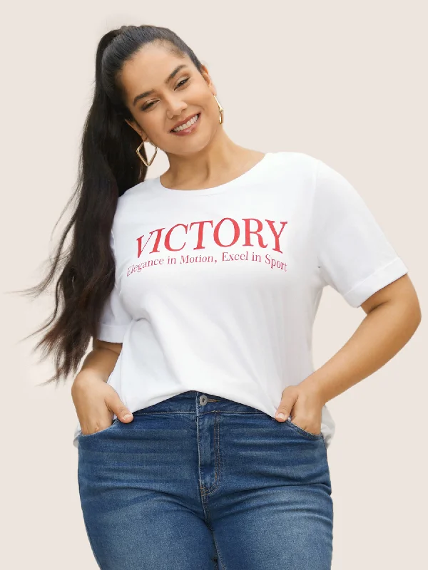 Positive Slogans Print Round Neck T-shirt