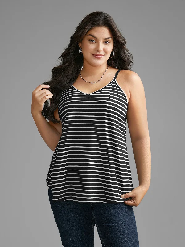 Striped Curved Hem Cami Top