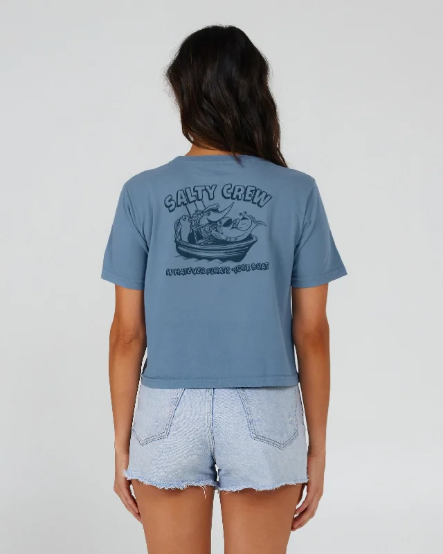 Floats Your Boat Crop Tee - Bluestone