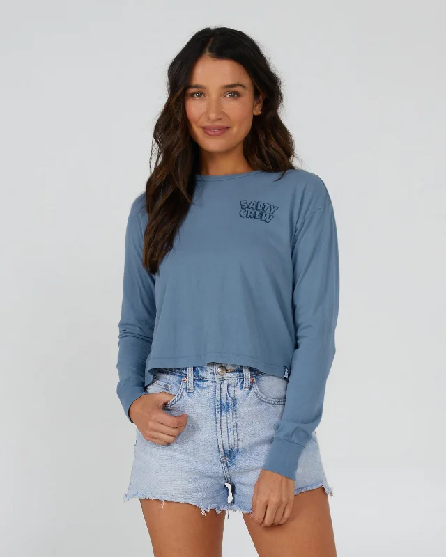 Floats Your Boat L/S Crop - Bluestone