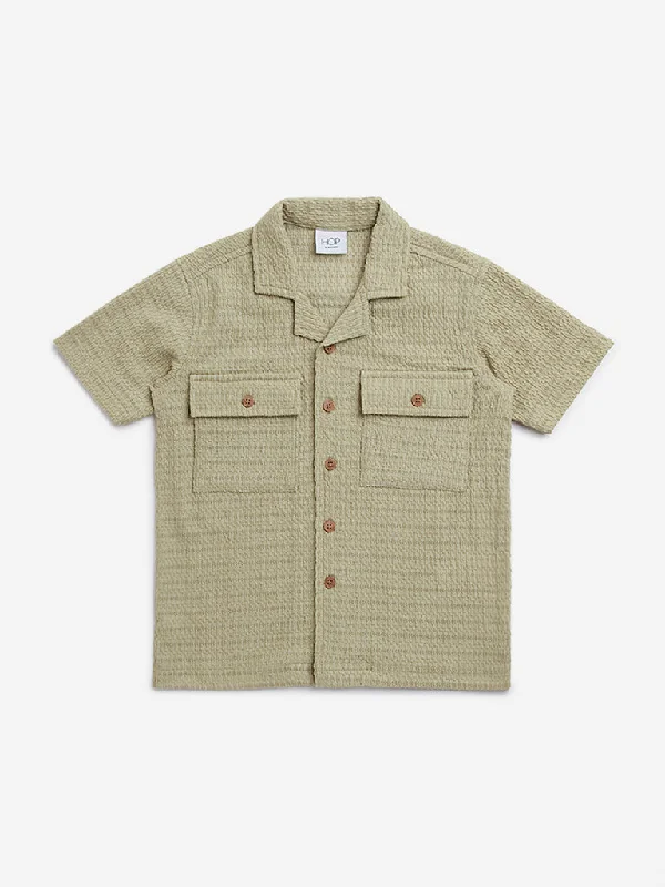 HOP Kids Sage Crinkled Resort-Fit Shirt