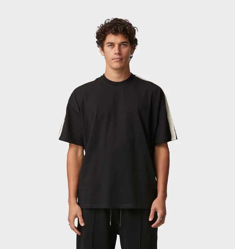 Lace Trim Box Tee - Black