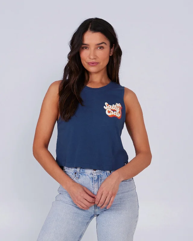 Salty Seventies Crop Tank - Denim