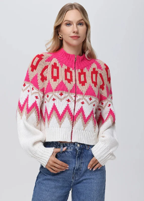 525 America Victoria Fair Isle Zip Bomber- Cabaret