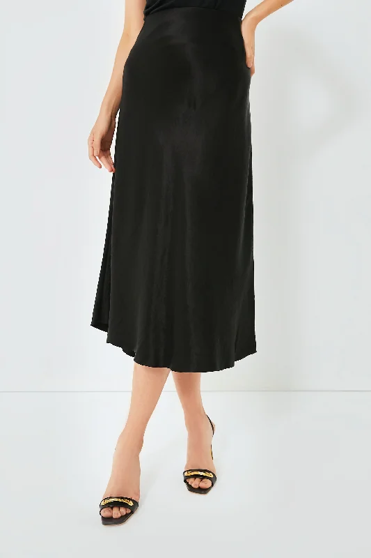 Black Shaped Hem Bias Slip Skirt