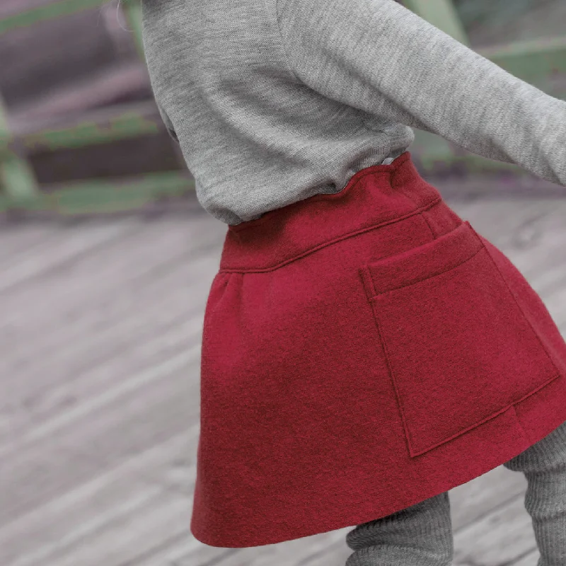 Pocket Skirt 100% Boiled Wool - Bordeaux (9-10y+) *Last One!