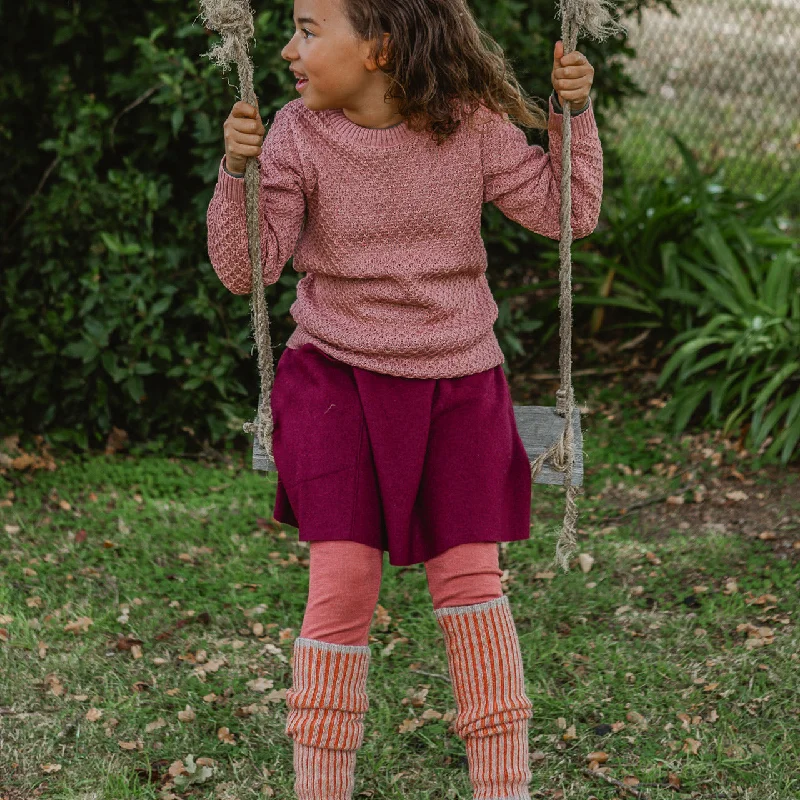 Boiled Wool Pocket Skirt - Cassis (1-8y)