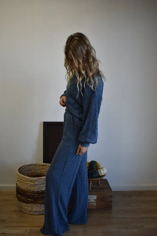 Denim Cable Knit Lounge Set