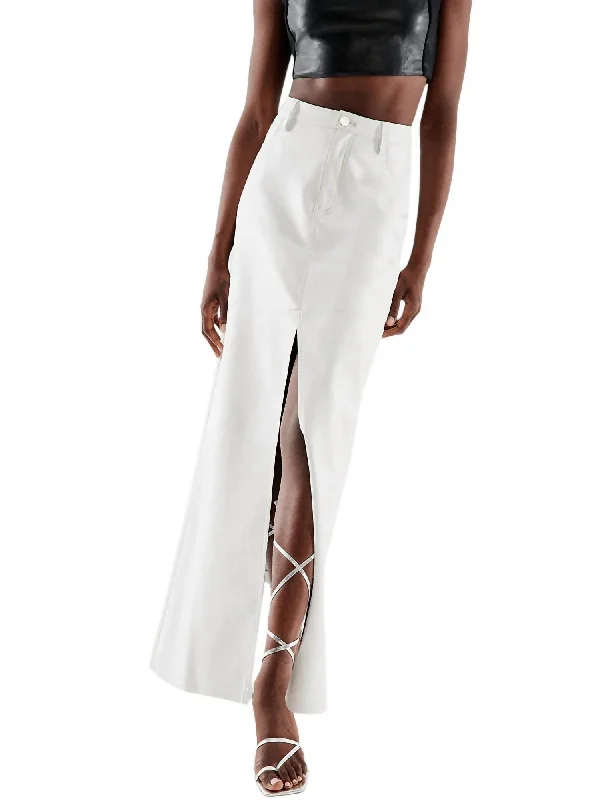 Imogen Recycled Leather Skirt In White