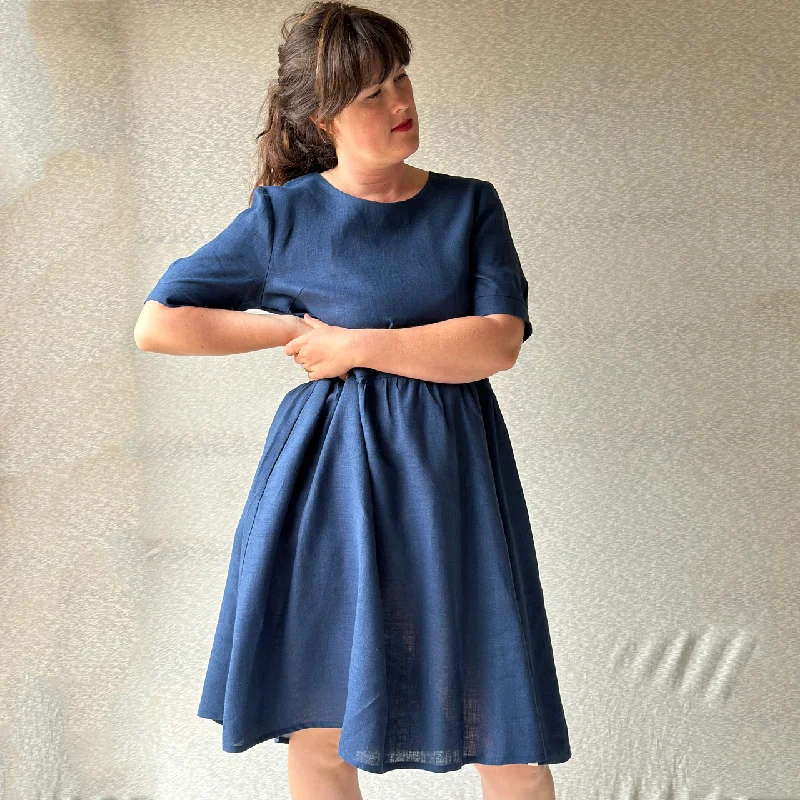 Kirsten Dress in 100% Linen - Midnight Indigo (Women)