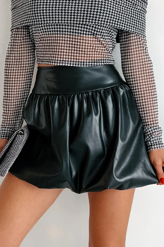 My Biggest Flex Faux Leather Bubble Skirt (Black)