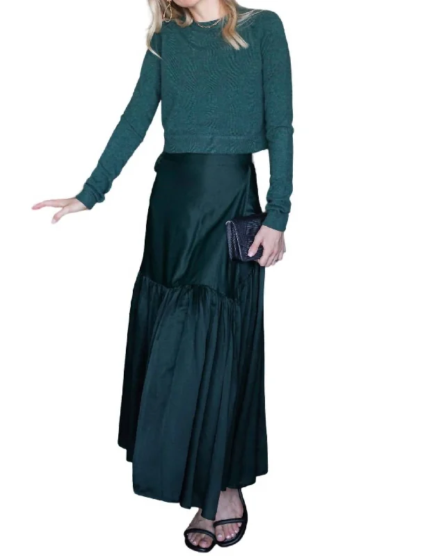 Opera Ruffle Skirt In Emerald