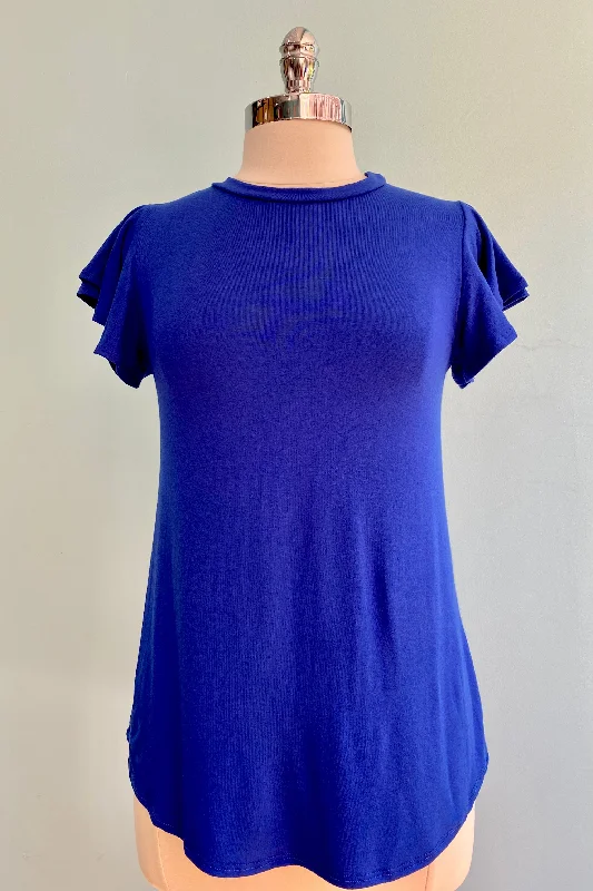 Royal Blue Flutter Sleeve All Purpose Top