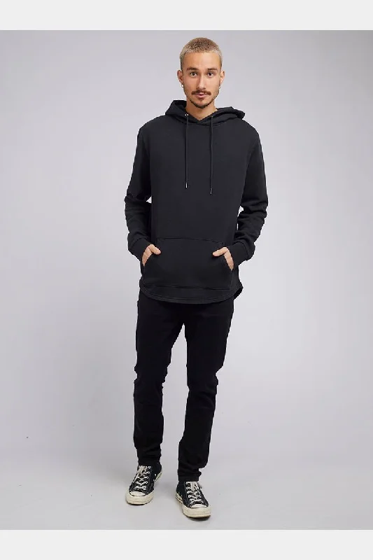 Silent theory curved hem hoody - washed black