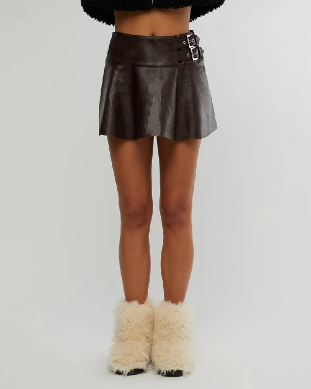 Vegan Leather Buckle Mini Skort