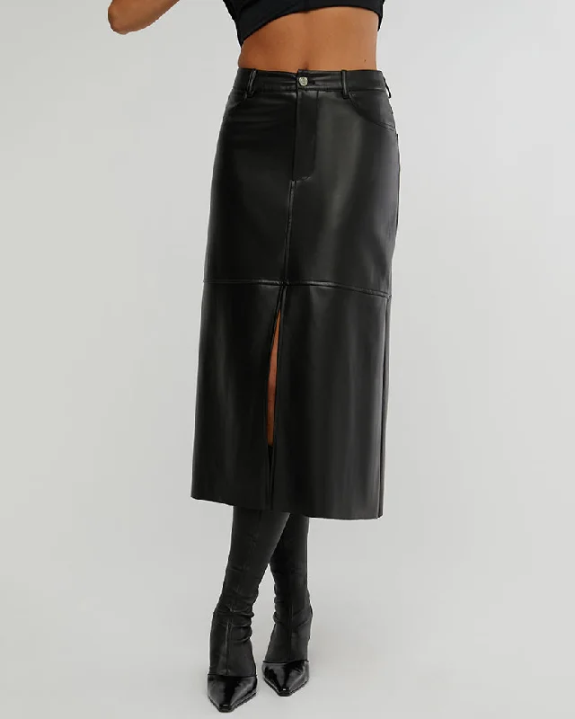 Vegan Leather Midi Skirt