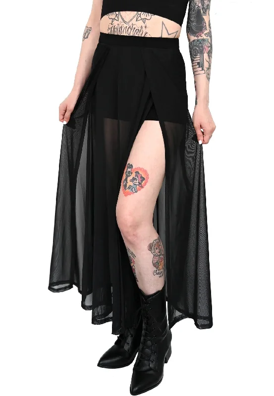 Foxblood - Mesh Darla Maxi With Built In Shorts Black - Skirt