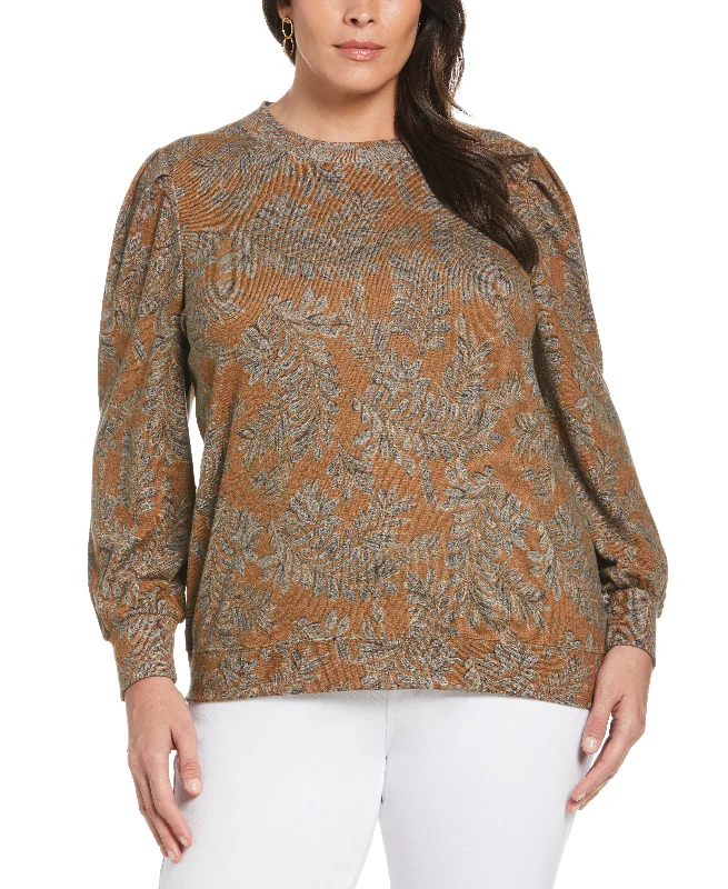 Plus Size Pleat Sleeve Knit Shirt