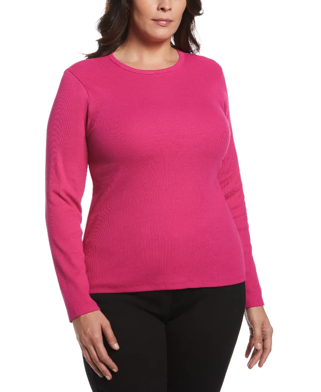 Plus Size Ribbed Crew Neck Tee