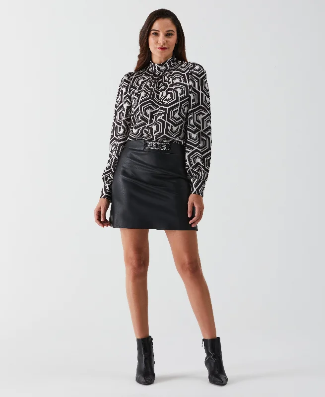 Vegan Leather Above-Knee Skirt