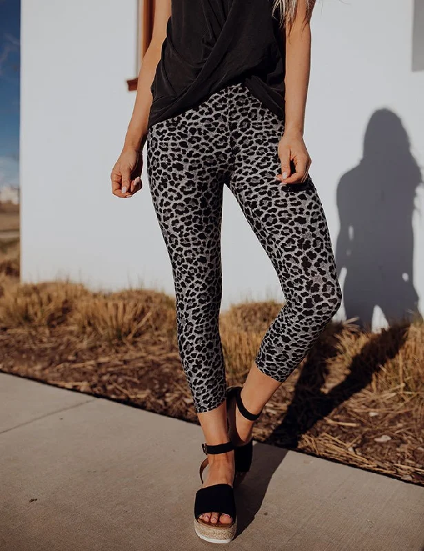 SA Exclusive Sassy Leopard Grey and Black Capri Leggings