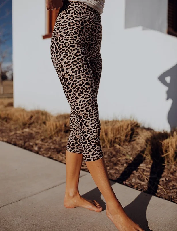 SA Exclusive Sassy Tan and Black Leopard Capri Leggings